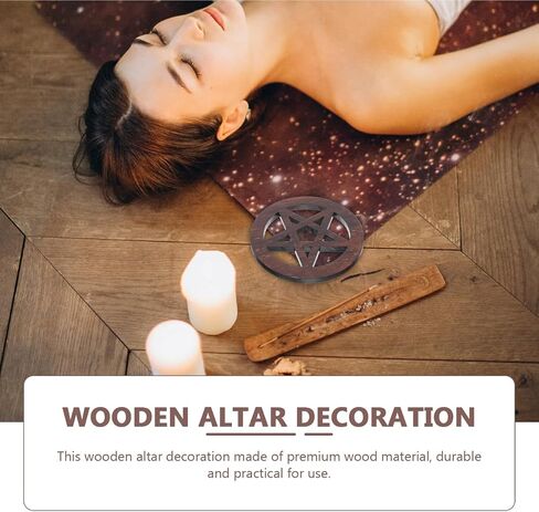 VOSAREA Pentagram Wooden Mat Pentagram Wall Signs Wood Pentacle Ornament Pentagram Adornment Ritual Accessories Ceremony Decor Home Decor Wooden Pentacle Altar Tile Yoga Wooden Decoration in Saudi Arabia