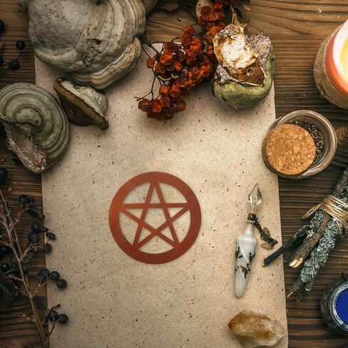 VOSAREA Pentagram Wooden Mat Pentagram Wall Signs Wood Pentacle Ornament Pentagram Adornment Ritual Accessories Ceremony Decor Home Decor Wooden Pentacle Altar Tile Yoga Wooden Decoration in Saudi Arabia