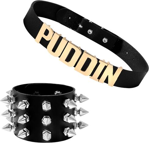 سوار Yanchun Puddin Set Set Halloween Women Punk Letter Choker Assume Outfit Cosplay Party Accessories for Women in Saudi Arabia