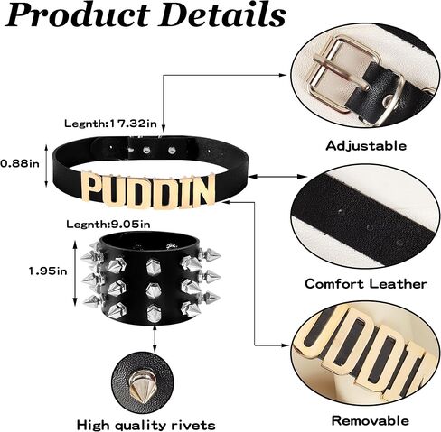 سوار Yanchun Puddin Set Set Halloween Women Punk Letter Choker Assume Outfit Cosplay Party Accessories for Women in Saudi Arabia