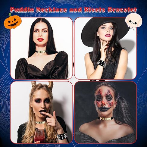 سوار Yanchun Puddin Set Set Halloween Women Punk Letter Choker Assume Outfit Cosplay Party Accessories for Women in Saudi Arabia