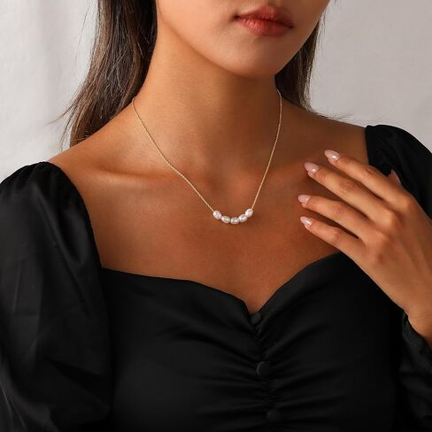 Classic Pearl Necklace Adjustable Gold Pearl Necklace for Women Dainty Collar De Perlas Para Mujer Jewelry Gifts for Her in Saudi Arabia