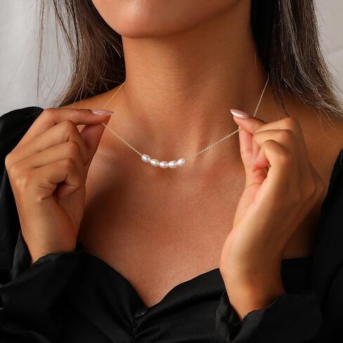 Classic Pearl Necklace Adjustable Gold Pearl Necklace for Women Dainty Collar De Perlas Para Mujer Jewelry Gifts for Her in Saudi Arabia