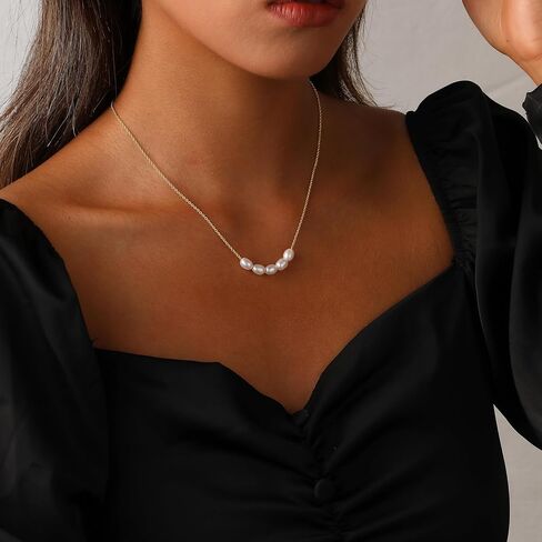 Classic Pearl Necklace Adjustable Gold Pearl Necklace for Women Dainty Collar De Perlas Para Mujer Jewelry Gifts for Her in Saudi Arabia