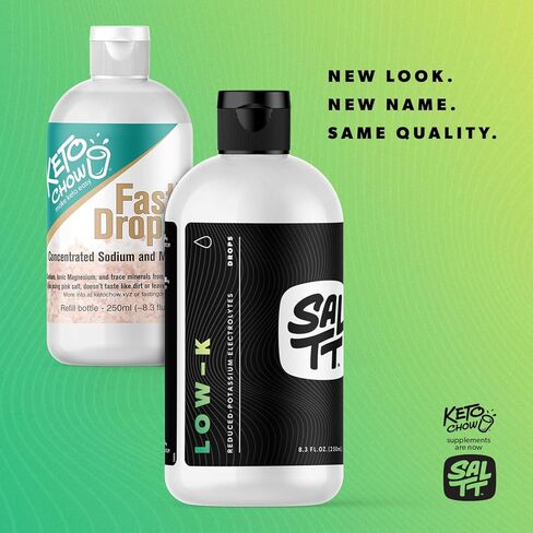 Keto Chow Fasting Drops | Sodium and Ionic Magnesium Fasting Supplement | Intermittent Fasting Mineral Supplements | Electrolyte Replenisher | On The Go Container | (250ml/8.3 fl oz. Refill) in Saudi Arabia