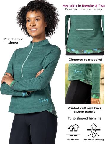Terry Cycling Jersey Womens Tulip Thermal Long Sleeve Bike Top for Women, Cool Weather Riding, Reg & Plus in Saudi Arabia