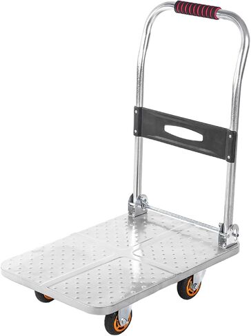 Folding Push Cart Dolly,150/230/500/400KG Rolling Flatbed Luggage Cart with 360°Swivel Wheels, Garage Warehouse Moving Platform Hand Push Truck(Size:73×48cm) in Saudi Arabia