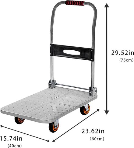 Folding Push Cart Dolly,150/230/500/400KG Rolling Flatbed Luggage Cart with 360°Swivel Wheels, Garage Warehouse Moving Platform Hand Push Truck(Size:73×48cm) in Saudi Arabia