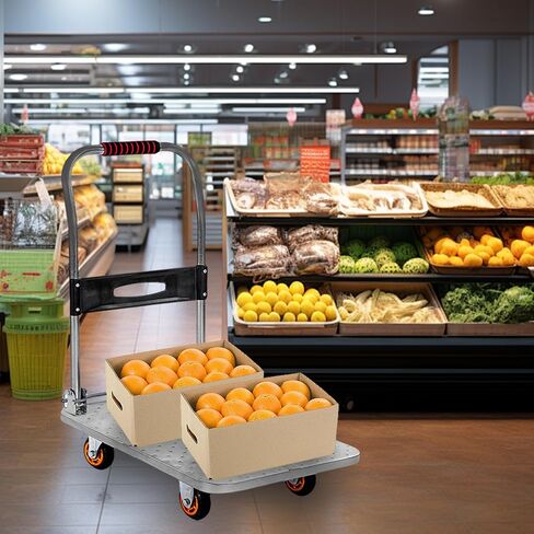 Folding Push Cart Dolly,150/230/500/400KG Rolling Flatbed Luggage Cart with 360°Swivel Wheels, Garage Warehouse Moving Platform Hand Push Truck(Size:73×48cm) in Saudi Arabia