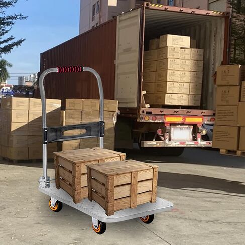 Folding Push Cart Dolly,150/230/500/400KG Rolling Flatbed Luggage Cart with 360°Swivel Wheels, Garage Warehouse Moving Platform Hand Push Truck(Size:73×48cm) in Saudi Arabia