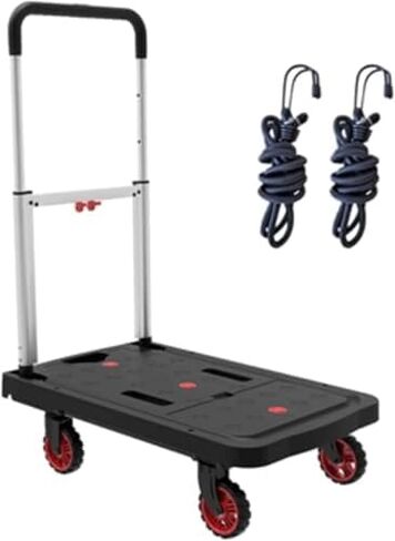 Adjustable Folding Trolley - 300 Lbs Capacity Portable Cart with Handle for Luggage, Shopping, Moving Heavy Items - Versatile Utility Flatbed Hand Truck in Saudi Arabia