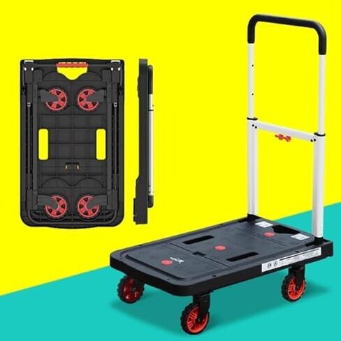 Adjustable Folding Trolley - 300 Lbs Capacity Portable Cart with Handle for Luggage, Shopping, Moving Heavy Items - Versatile Utility Flatbed Hand Truck in Saudi Arabia