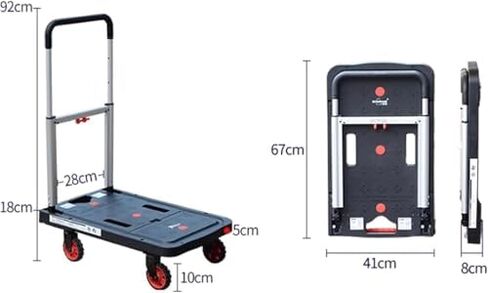 Adjustable Folding Trolley - 300 Lbs Capacity Portable Cart with Handle for Luggage, Shopping, Moving Heavy Items - Versatile Utility Flatbed Hand Truck in Saudi Arabia