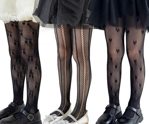 Happy Cherry Girls Lace Tights Fishnet Stockings Kids High Waist Mesh Tights Hollow Out Pantyhose Leggings in Saudi Arabia