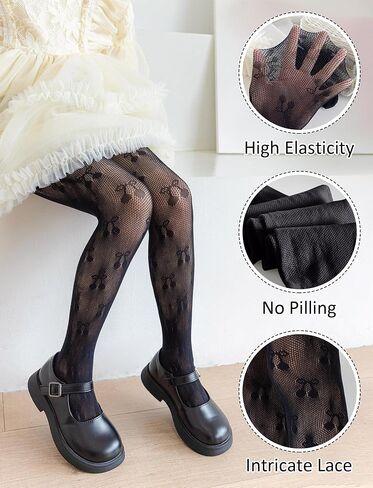 Happy Cherry Girls Lace Tights Fishnet Stockings Kids High Waist Mesh Tights Hollow Out Pantyhose Leggings in Saudi Arabia