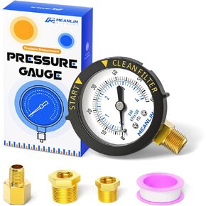 قياس مينلين 1/4 بوصة NPT 0-60Psi 2 بوصة مقياس ضغط المياه في حمام السباحة، حامل خلفي مركزي، مع 1/4 بوصة × 1/2 بوصة NPT و1/4 بوصة × 3/8 بوصة NPT جلبة سداسية in Kuwait