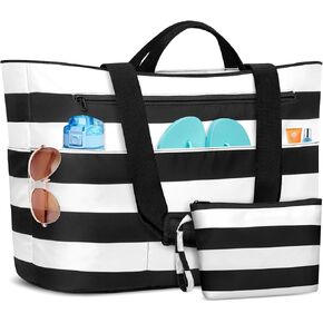 أكياس شاطئية كبيرة إضافية مقاومة للماء XL Beach Beach Bag for Women Zipper Foldable Pool Bag Bag Bag With Bet in Kuwait