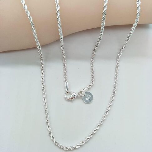 SUKKCCNO S925 Sterling Silver Chain Twisted Rope Chain 2mm can be Freely Matched with 925 Necklace Chain 16# 18# 20# 22# 24# 26# 28# 30# in Saudi Arabia