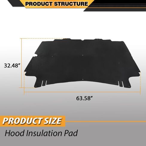 Hood Insulation Pad 1/2" Heat Blanket with Clips Compatible with Dodge Ram 2500 3500 2002 2003 2004 2005 2006 2007 2008 2009, Black in Saudi Arabia