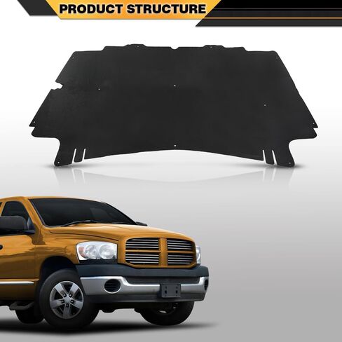 Hood Insulation Pad 1/2" Heat Blanket with Clips Compatible with Dodge Ram 2500 3500 2002 2003 2004 2005 2006 2007 2008 2009, Black in Saudi Arabia