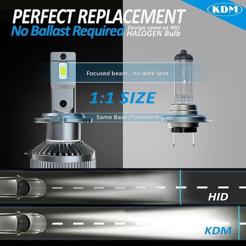 KDM D2H Bulb,130W 26000Lm High/Low Beam Replacement Bulb,600% Brightness High Performance Cooling Fan Fog Lamp Canbus No Error,D2H Fog Light Bulb 6000K White,2Pack in Saudi Arabia