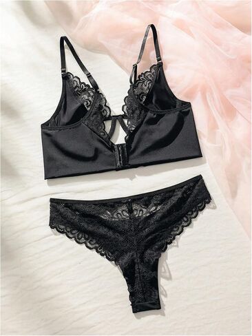 OYOANGLE Women's Sexy Lingerie Set with Lace Underwire Bras and Lace Trim Thongs Set 2 Piece Lingerie Sets in Saudi Arabia
