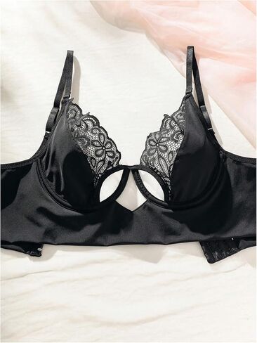 OYOANGLE Women's Sexy Lingerie Set with Lace Underwire Bras and Lace Trim Thongs Set 2 Piece Lingerie Sets in Saudi Arabia