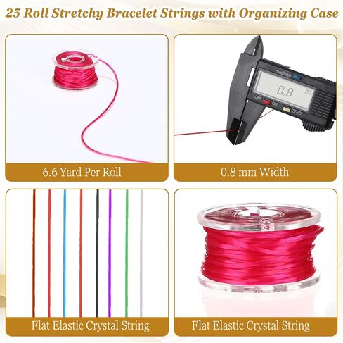 10 Rolls 0.8mm 1000 Yard Flat Stretchy Bracelet Strings with Organizing Cases Crystal Elastic Strings Bead Thread Cord for Jewelry Making Beading and Necklaces, Multicolor in Saudi Arabia