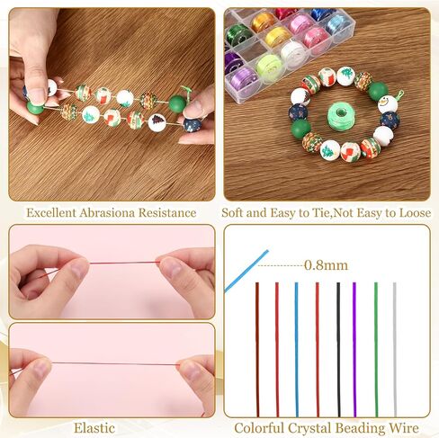 10 Rolls 0.8mm 1000 Yard Flat Stretchy Bracelet Strings with Organizing Cases Crystal Elastic Strings Bead Thread Cord for Jewelry Making Beading and Necklaces, Multicolor in Saudi Arabia