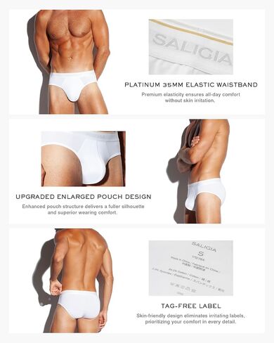 SALIGIA Men’s Modal Briefs 3-Pack – Sexy, Tag-Free & Ultra Soft Underwear with No Fly Pouch, Breathable Comfort in Kuwait
