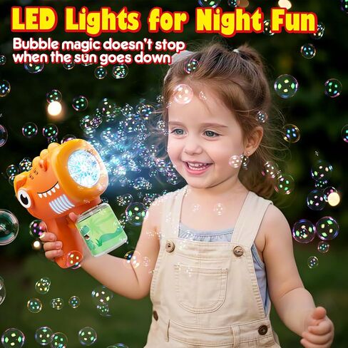 Kids Bubble Gun 2 Pack Dino Bubble Machine Gun for Toddlers with 4 Bubbles Solution Automatic 13-Hole Bubbles Blower Maker Bubbles for Kids Party Favors Stocking Stuffers Birthday Gift for Boys Girls in Saudi Arabia