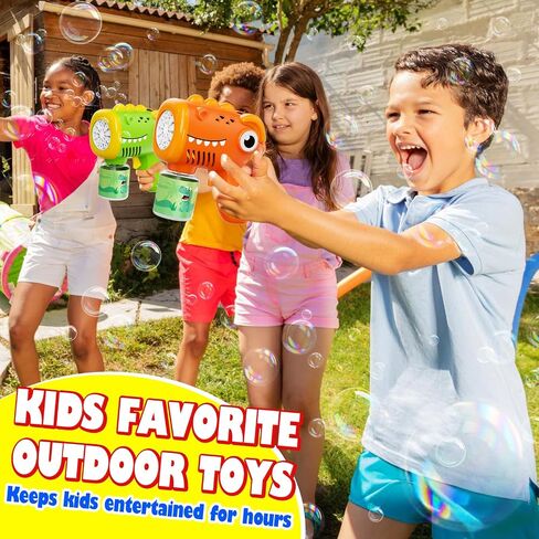 Kids Bubble Gun 2 Pack Dino Bubble Machine Gun for Toddlers with 4 Bubbles Solution Automatic 13-Hole Bubbles Blower Maker Bubbles for Kids Party Favors Stocking Stuffers Birthday Gift for Boys Girls in Saudi Arabia