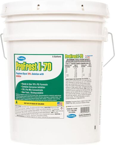 ComStar ProFrost I-100, Propylene Glycol Anti-Freeze with Inhibitor, Ready to Use Formula, 100% Pure Propylene Glycol, Made in USA, 5 Gallon (35-720) in Saudi Arabia