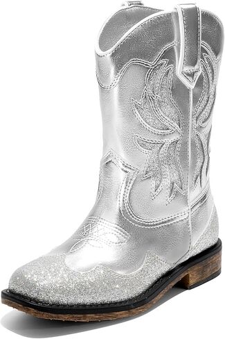 DREAM PAIRS Toddler Cowboy Boots Cowgirl Boots for Girls Square Toe Mid Calf Boys Western Fashion Riding Shoes for Toddler/Little Kid/Big Kid in Saudi Arabia