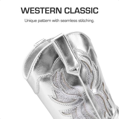 DREAM PAIRS Toddler Cowboy Boots Cowgirl Boots for Girls Square Toe Mid Calf Boys Western Fashion Riding Shoes for Toddler/Little Kid/Big Kid in Saudi Arabia