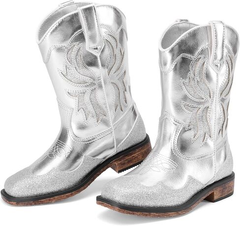 DREAM PAIRS Toddler Cowboy Boots Cowgirl Boots for Girls Square Toe Mid Calf Boys Western Fashion Riding Shoes for Toddler/Little Kid/Big Kid in Saudi Arabia