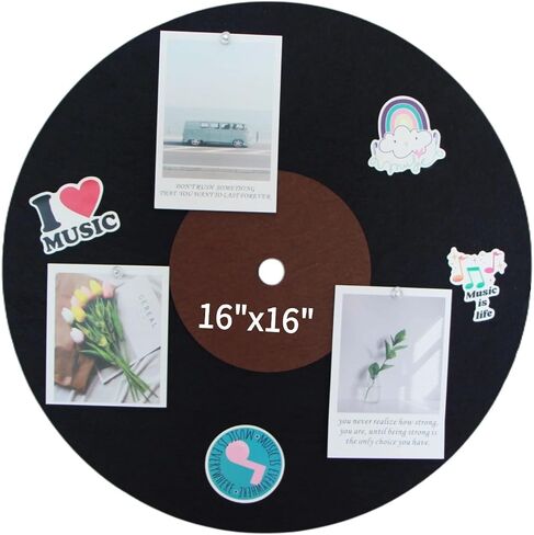 لوحة نشرة الموسيقى 16 بوصة ، لوحة دبوس Retro Vinyl Record مع دبابيس ، معلقة بدون حفر مع شريط لاصق ، لديكور جدار نوم المكتب المنزلي ، هدية لعشاق الموسيقى (براون) in Saudi Arabia
