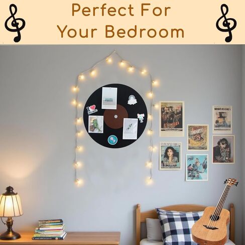 لوحة نشرة الموسيقى 16 بوصة ، لوحة دبوس Retro Vinyl Record مع دبابيس ، معلقة بدون حفر مع شريط لاصق ، لديكور جدار نوم المكتب المنزلي ، هدية لعشاق الموسيقى (براون) in Saudi Arabia