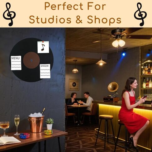 لوحة نشرة الموسيقى 16 بوصة ، لوحة دبوس Retro Vinyl Record مع دبابيس ، معلقة بدون حفر مع شريط لاصق ، لديكور جدار نوم المكتب المنزلي ، هدية لعشاق الموسيقى (براون) in Saudi Arabia