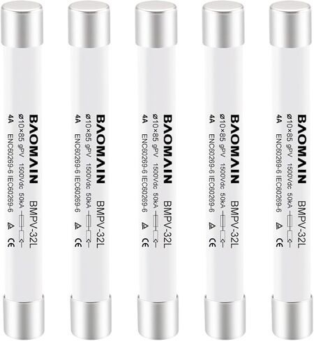 Baomain 1500VDC Solar PV Fuse, gPV-Type Fuse Link, Wire Fusible 10 x 85 mm 50kA Photovoltaic Fuses, BMPV-32L CE Pack of 5 (1Amp) in Saudi Arabia