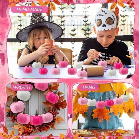 Thyle 24 Pcs Mini Artificial Pumpkins Bulk Fall Foam Pumpkins Thanksgiving Fake Harvest Ornaments Decoration for Autumn Halloween Party Centerpiece Home Decor Crafts (Pink Series) in Saudi Arabia