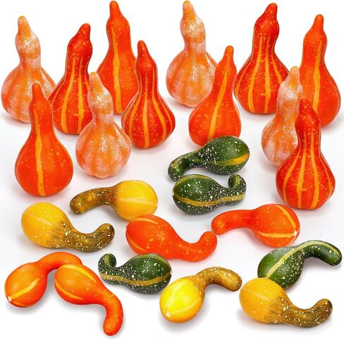 Geelin 12 PCs متنوعة من القرع الاصطناعي قرع القرع الزخرفة 4.5 بوصة نابض بعصا القرع ألوان اليقطين مزيف لديكور الخريف منزل المزرعة in Saudi Arabia
