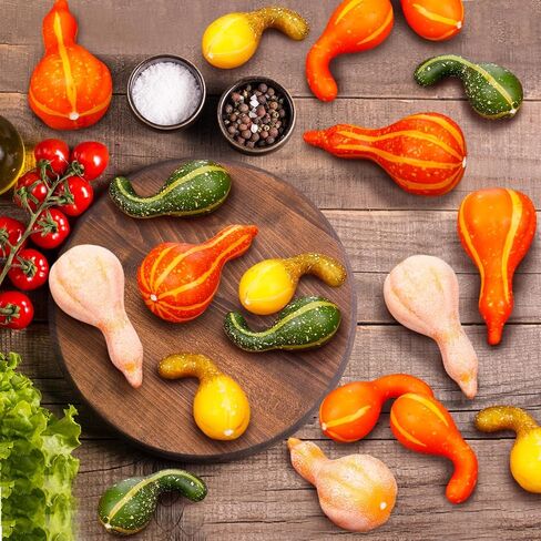 Geelin 12 PCs متنوعة من القرع الاصطناعي قرع القرع الزخرفة 4.5 بوصة نابض بعصا القرع ألوان اليقطين مزيف لديكور الخريف منزل المزرعة in Saudi Arabia