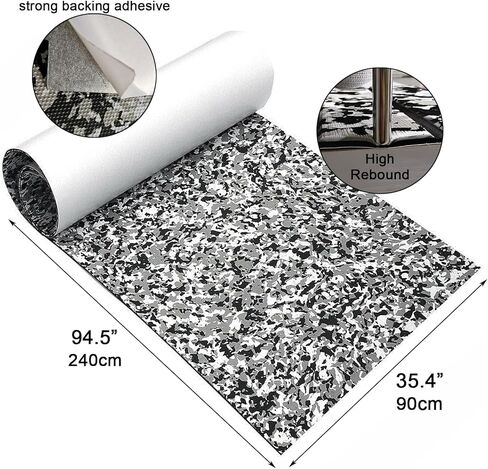 سجادة أرضية للقوارب الإسفنجية LUBEMIDA EVA من خشب الساج الصناعي البحري لأرضية اليخوت، لاصقة 94.5 بوصة × 35.4 بوصة وحافة مشطوفة (رمادي فاتح - أسود) in Kuwait