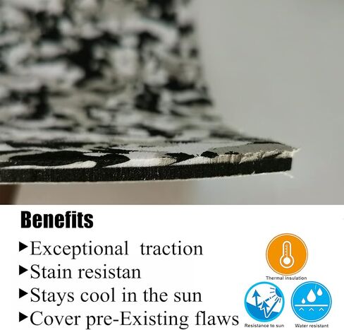 سجادة أرضية للقوارب الإسفنجية LUBEMIDA EVA من خشب الساج الصناعي البحري لأرضية اليخوت، لاصقة 94.5 بوصة × 35.4 بوصة وحافة مشطوفة (رمادي فاتح - أسود) in Kuwait