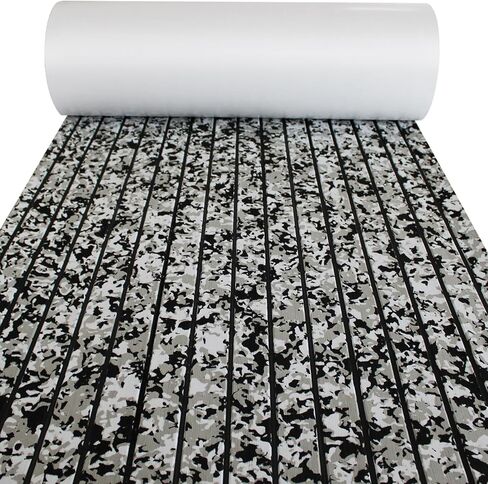 LUBEMIDA EVA Foam Boat Flooring Sheet Marine Faux Teak Decking Carpet for Yacht Floor,94.5"x35.4" Adhesive and Bevelled Edge (Light Gray -Black) in Saudi Arabia