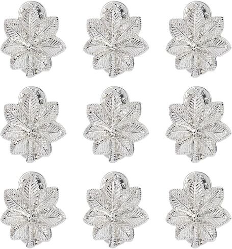 SUPERFINDINGS 10Pcs Major Oak Leaf Lapel Pins Silver/Golden Army Officer Insignia of Rank Lapel Pins 27mm Alloy Rank Insignia Miniature Leaf Brooches in Saudi Arabia