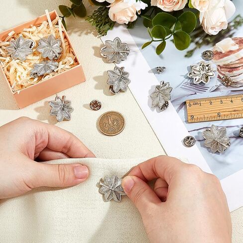 SUPERFINDINGS 10Pcs Major Oak Leaf Lapel Pins Silver/Golden Army Officer Insignia of Rank Lapel Pins 27mm Alloy Rank Insignia Miniature Leaf Brooches in Saudi Arabia