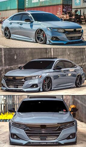 ACR Style JDM Painted Two-Toned Gloss Black Sonic Grey Pearl Front Bumper Lip Splitter Kit Compatible for 2021 2022 Honda Accord EX LX Touring Sport in Saudi Arabia