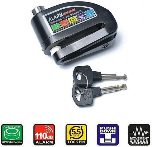 Motorcycle Anti-Theft Alarm disc Lock, 110 Decibel Alarm Alarm disc Brake Lock Brake Safety Anti-Theft disc Brake. in Saudi Arabia